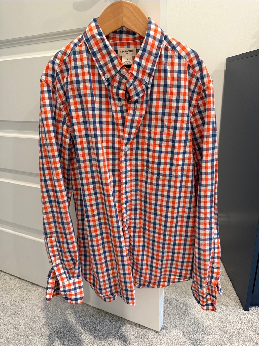 Crewcuts Plaid Button-Down Shirt in Orange, Blue & White